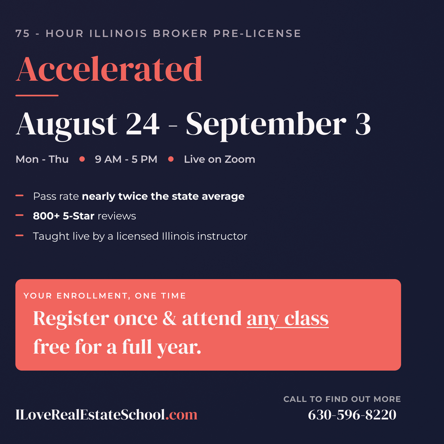 75-Hr Broker Pre-License Accelerated: Aug 24 - Sep 3