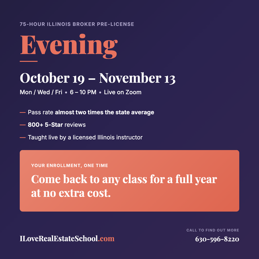 75-Hour Illinois Broker Pre-License Evening Class, October 19 - November 13