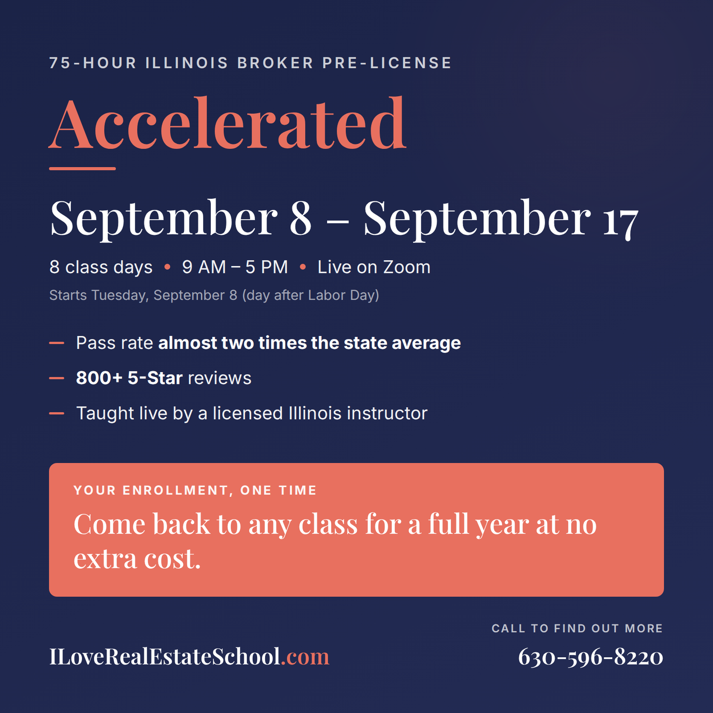 75-Hr Broker Pre-License Accelerated: Sep 8 - Sep 17